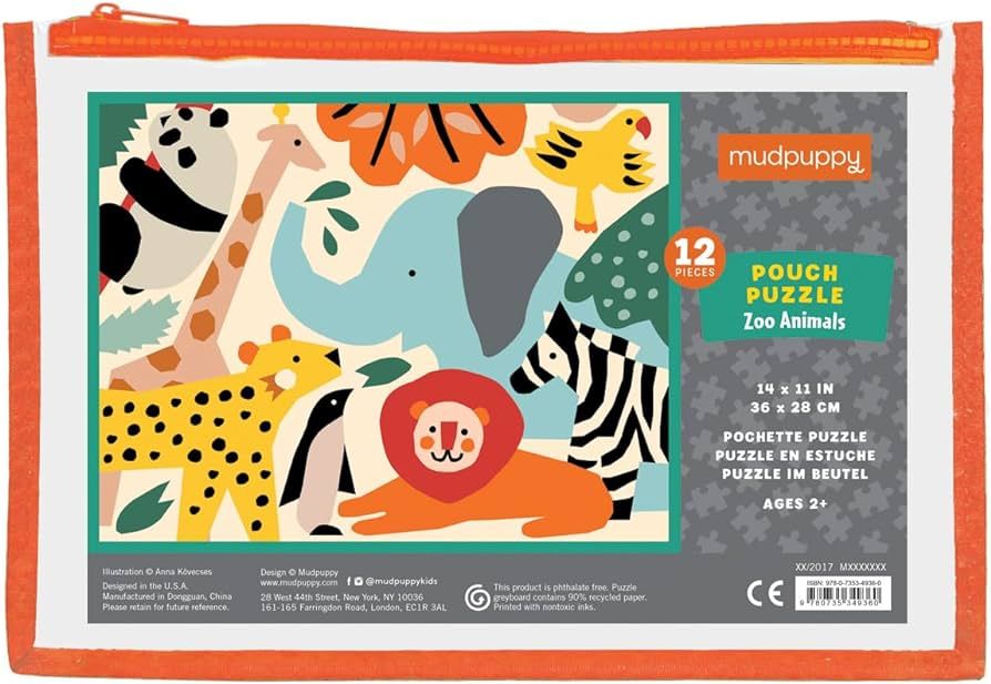 Mudpuppy Zoo Animals Pouch Puzzle, 12 | Amazon (US)