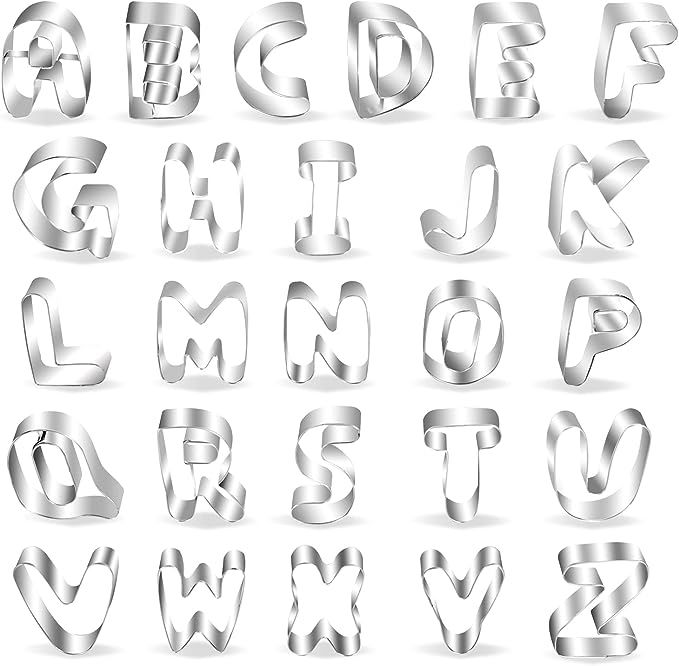 Alphabet Sandwich Cookie Cutters Set, FUBARBAR 26pcs 3'' Large Christmas Stainless Steel Letters ... | Amazon (US)