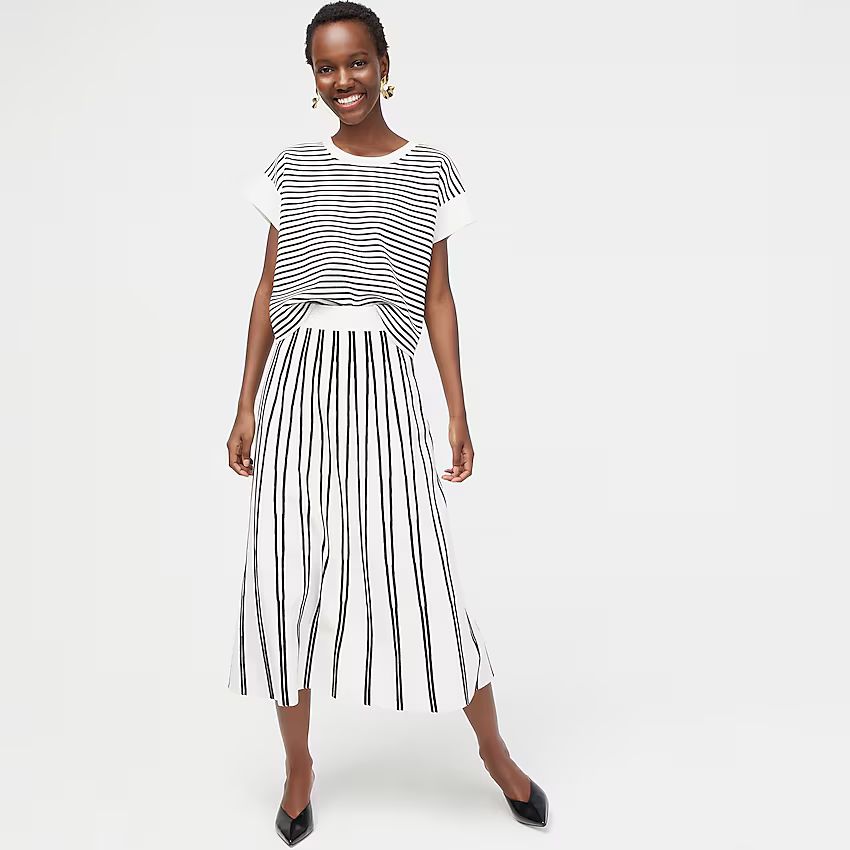Pull-on flare sweater-skirt in textured stripe | J.Crew US