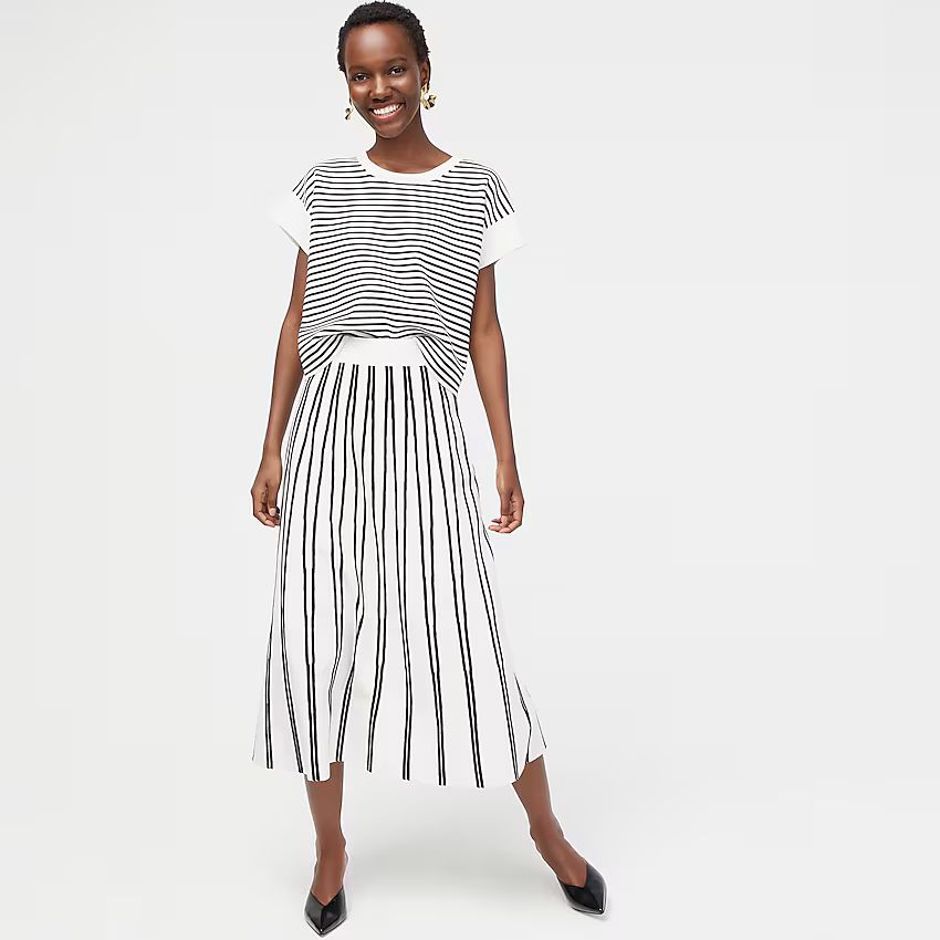 Pull-on flare sweater skirt in textured stripe | J.Crew US