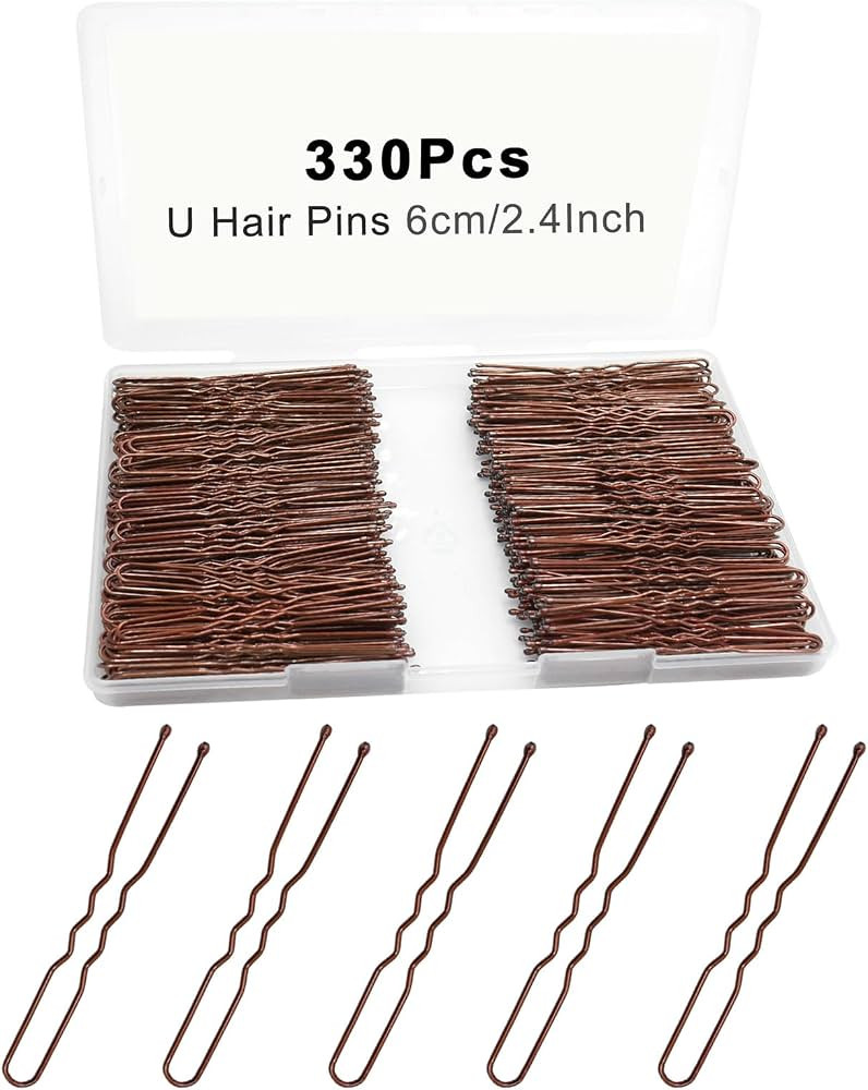 330 Count U Shaped Hair Pins Brown, YINGFENG 2.4inch Brown Bun Pins Bun Hair Pins for Women Girls... | Amazon (US)