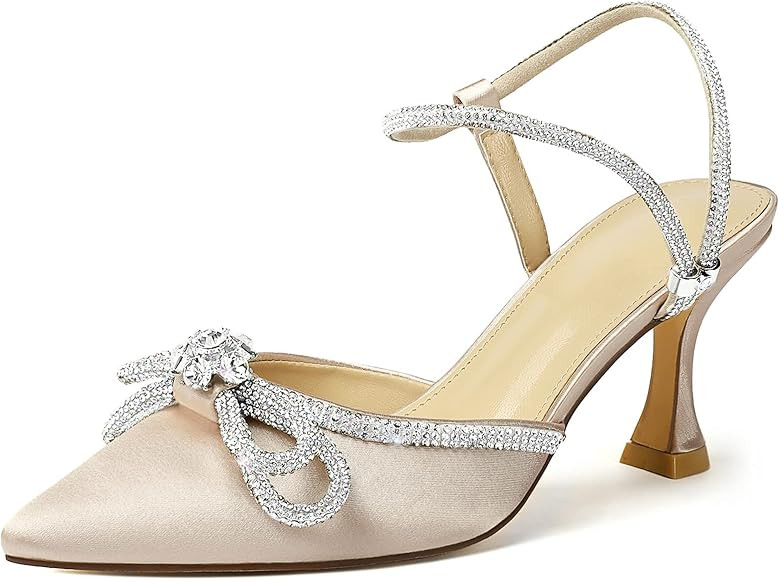 RIBONGZ Women's Wedding Shoes Glitter Sparkly Pointed Toe Strappy High Heels Sexy Ankle Strap Pum... | Amazon (US)