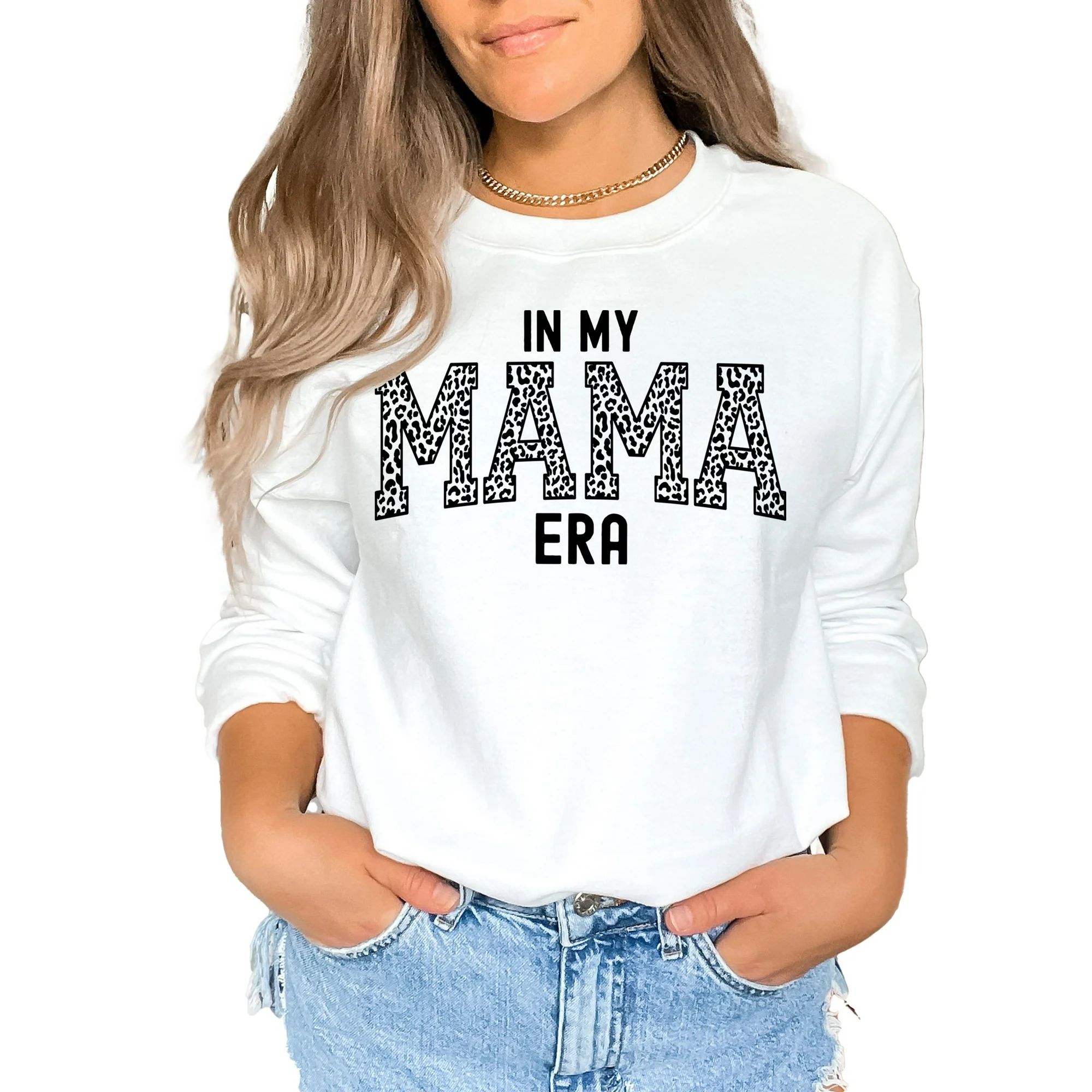 In My Mama Era Sweatshirt Womens Crewneck Long Sleeve Graphic Print Mom Sweater | Walmart (US)