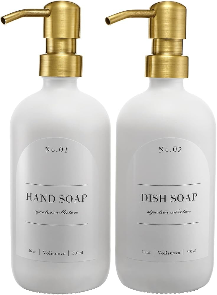 Amazon.com: Volisnova 2-Pack Glass Soap Dispenser with Pumps for Bathroom Kitchen - Farmhouse Soa... | Amazon (US)