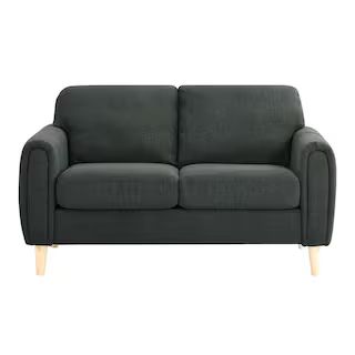 Damascus 58.3 in. Charcoal Polyester 2-Seater Loveseat with Wood Legs | The Home Depot