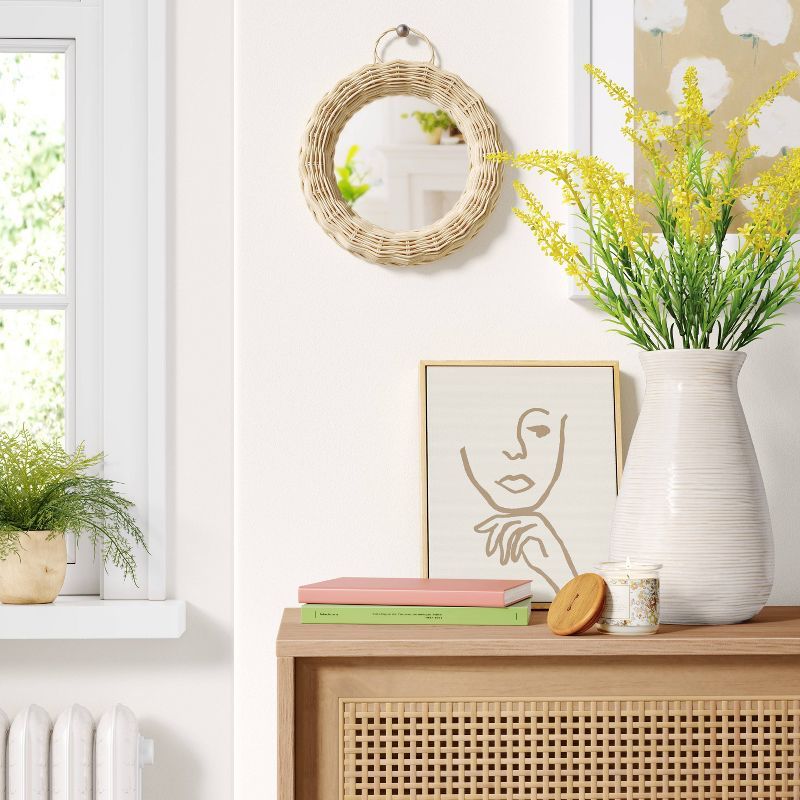 Mini Wicker Decorative Wall Mirror Brown - Threshold™ | Target