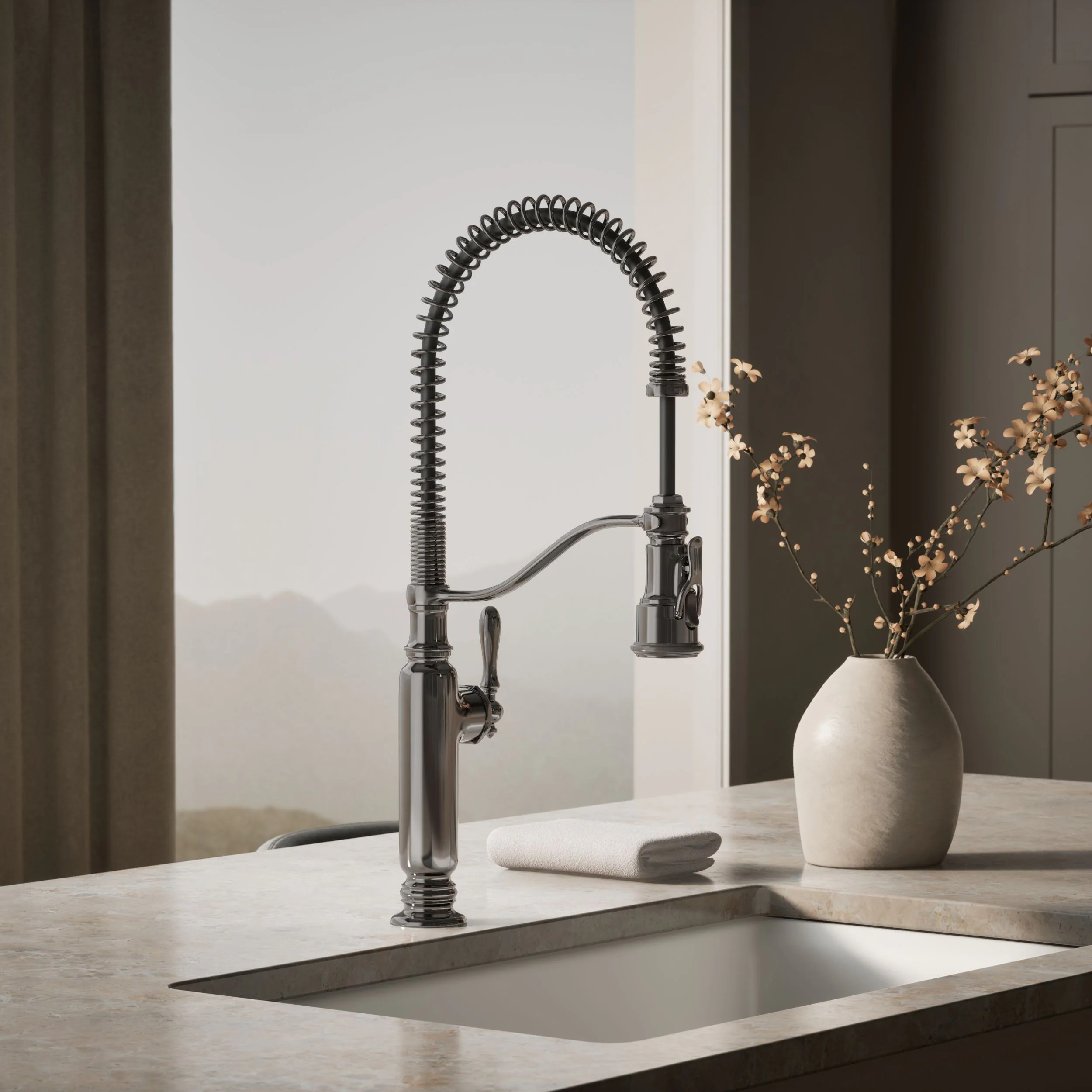 KOHLER Tournant Vibrant Titanium Single Handle Deck-mount Kitchen Faucet with Sprayer one_size | 77515-TT | Lowe's