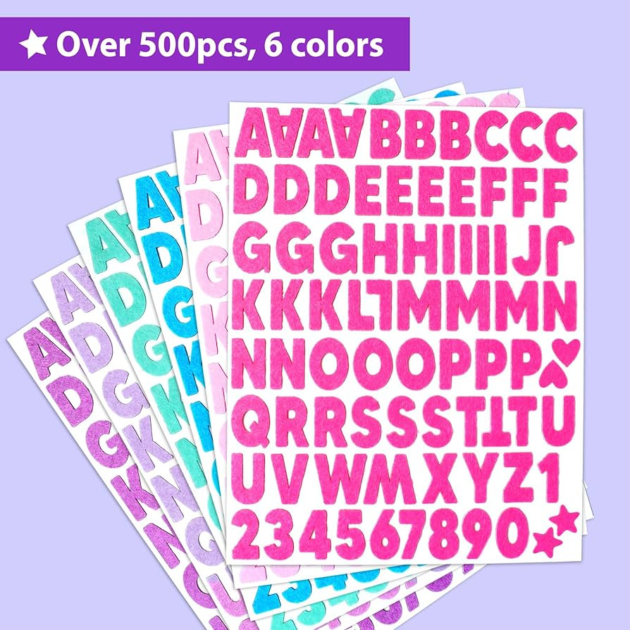 KRAFUN 500+ Felt Letter Stickers for Kids - Letters 2.5cm/1 inch Tall - Self-Adhesive Alphabet, N... | Amazon (US)