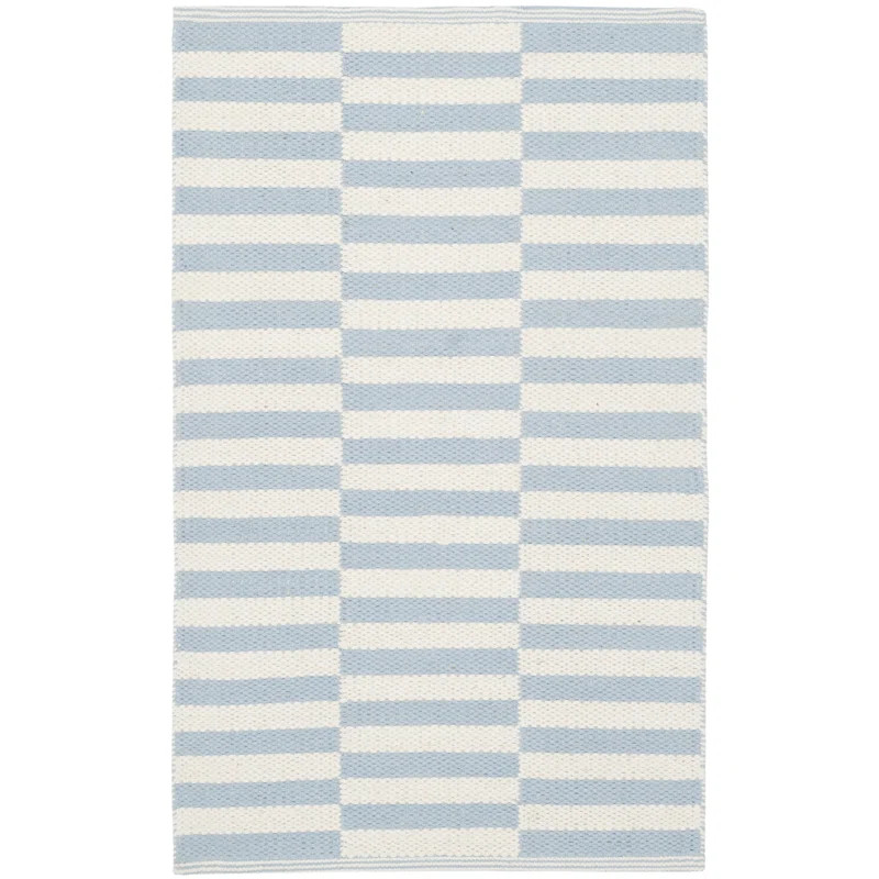 Orwell Handmade Flatweave Cotton Ivory/Light Blue Rug | Wayfair North America