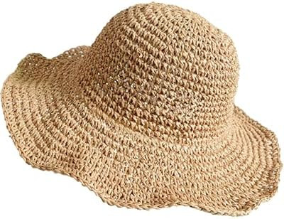 Senker Fashion Beach Straw Hats for Women, Handmade Floppy Bucket Sun Hat for Summer Vacation Wid... | Amazon (US)