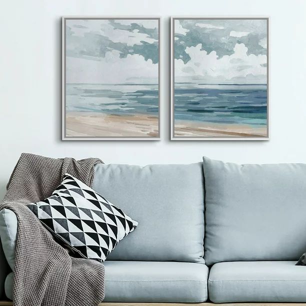 My Texas House - Soft Pastel Seascape Blue Framed Canvas Wall Art Set - 16x20 | Walmart (US)