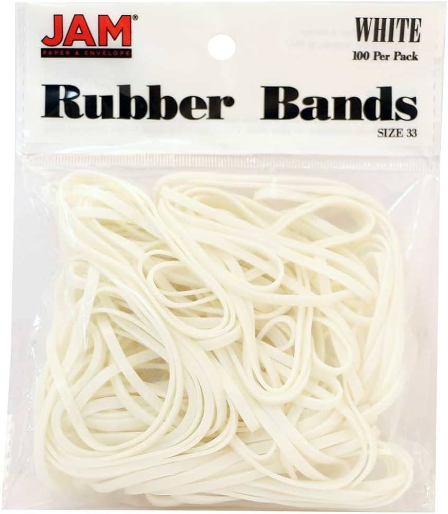 JAM PAPER Colorful Rubber Bands - Size 33 - White Rubberbands - 100/Pack | Amazon (US)