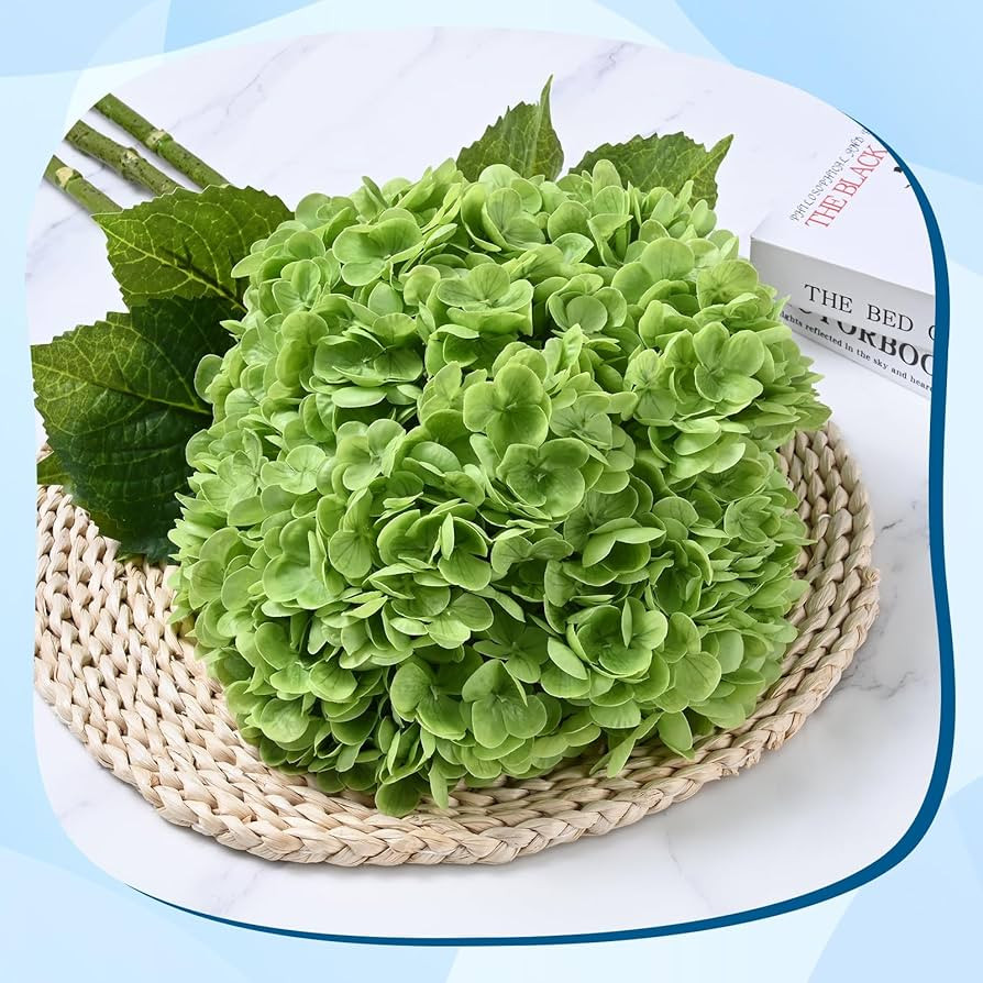 Dolicer 21'' Dark Green Artificial Latex Hydrangea Flowers, 3 Pcs Real Touch Faux Hydrangea Flowe... | Amazon (US)