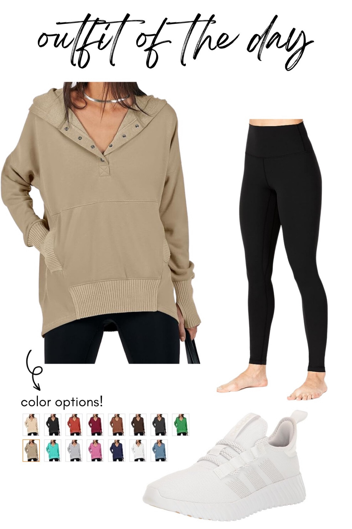 New Mom Amazon Haul 🤍 black slimming yoga pants, v neck oversized beige sweater, and adidas white sneakers! The pullover comes in multiple colors. The perfect fit for a busy mom! 🫶🏼

#firsttimemom 
#newmomfashionnursing
#newmomfashionfall
#newmomfashionideas
#firsttimemommusthaves

#LTKstyletip #LTKGiftGuide #LTKfindsunder50