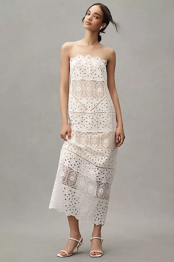 Strapless Eyelet Column Maxi Dress | Anthropologie (US)