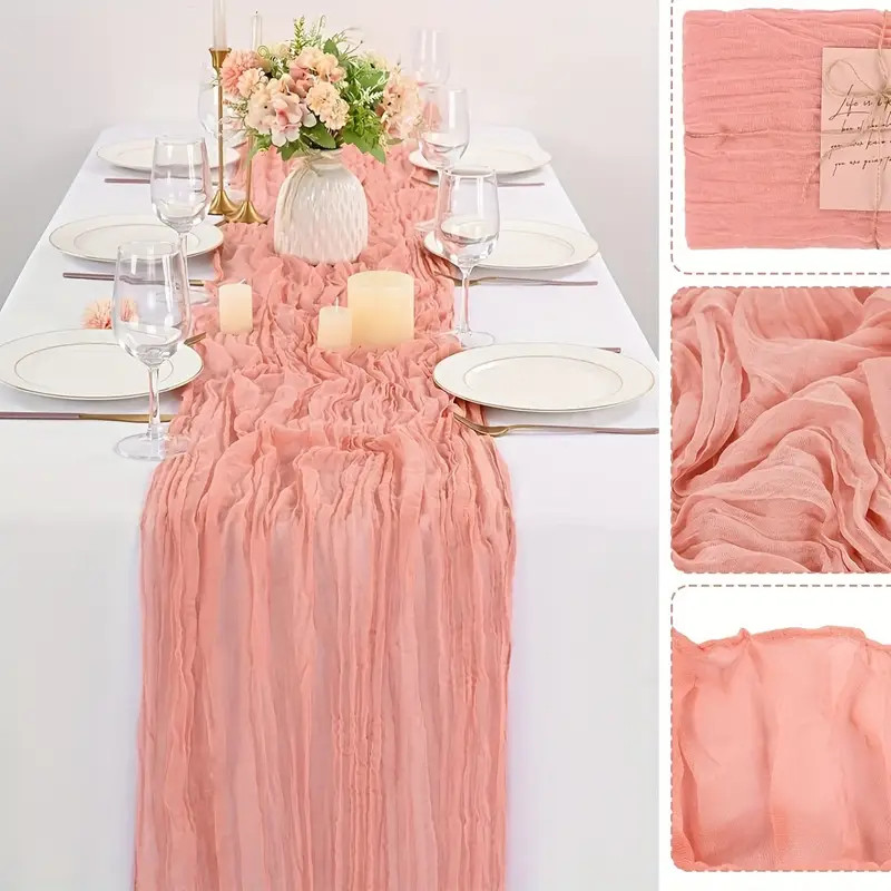 1pc, Polyester Table Runner, Pink Cheesecloth Table Runner, Boho Gauze Cheesecloth Table Runner, ... | Temu Affiliate Program
