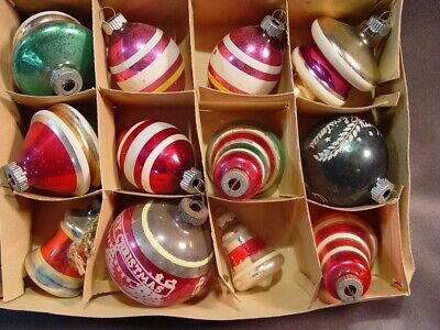 12 Vintage Shiny Brite Glass Christmas Tree Ornaments | eBay US