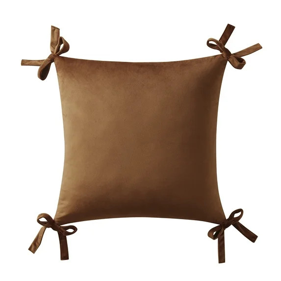 My Texas House 20" x 20" Ginger Velvet Bow Decorative Pillow Cover | Walmart (US)