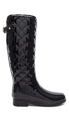 Hunter Refined Gloss Quilt Tall Boot in Black from Revolve.com | Revolve Clothing (Global)