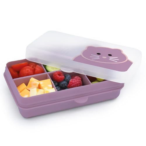 melii Snackle Box | 6-Compartment Divided Snack Container, BPA-Free Food Storage with Removable Dividers for School, Travel & On-the-Go Snacking Purple Cat | Amazon (US)