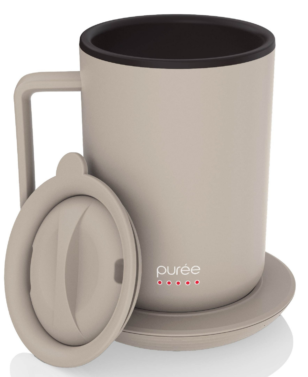 Tzumi Puree Warming Coffee Mug, 12 oz. Stainless Steel Coffee Mug with Mug Warmer Coaster and Lid - Gray | Macy's