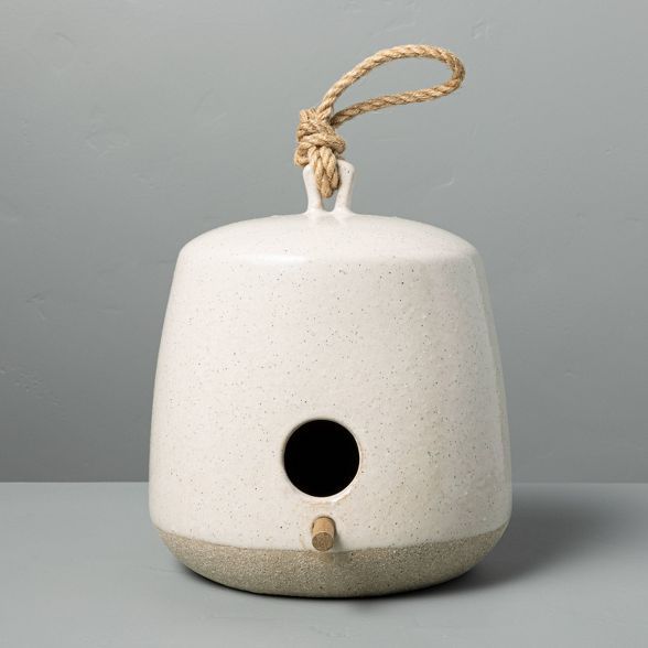 Speckled Stoneware Birdhouse with Wood Perch Sour Cream - Hearth & Hand™ with Magnolia | Target