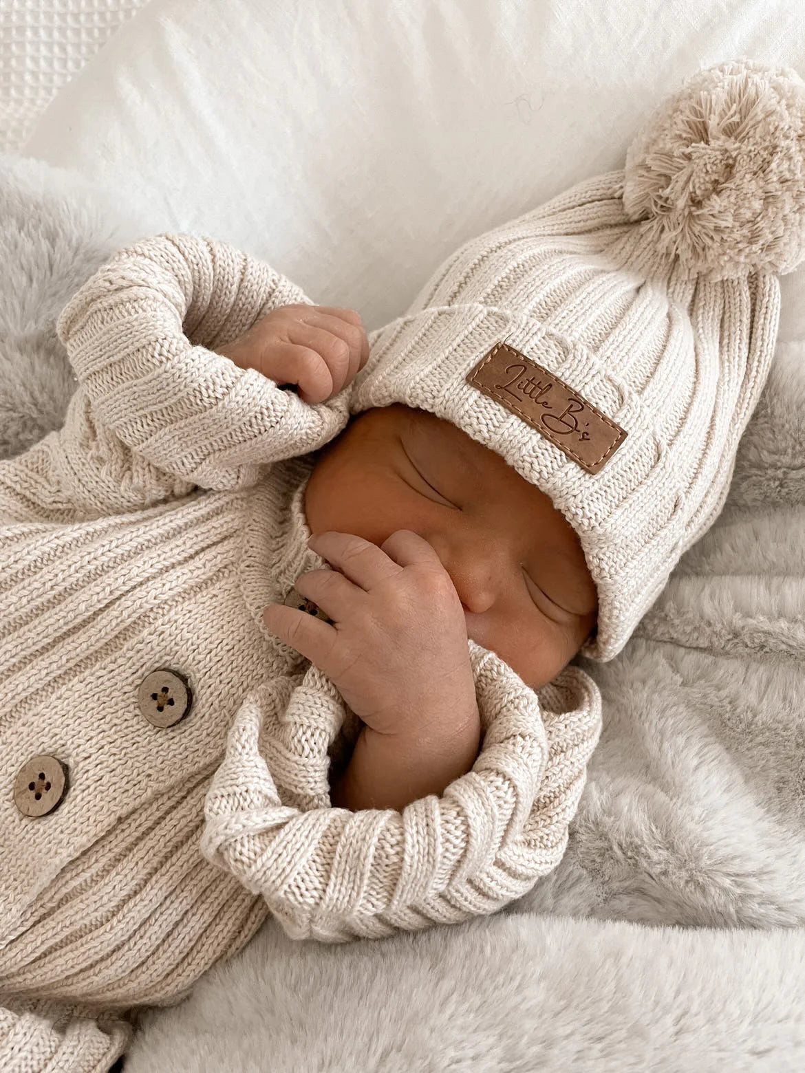 Little B's Ribbed Beanie - Honey Milk | Luna + Luca