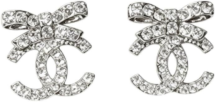 Sparkling Bow Stud Earrings with Crystal Rhinestone, Silver Tone Finish | Amazon (US)