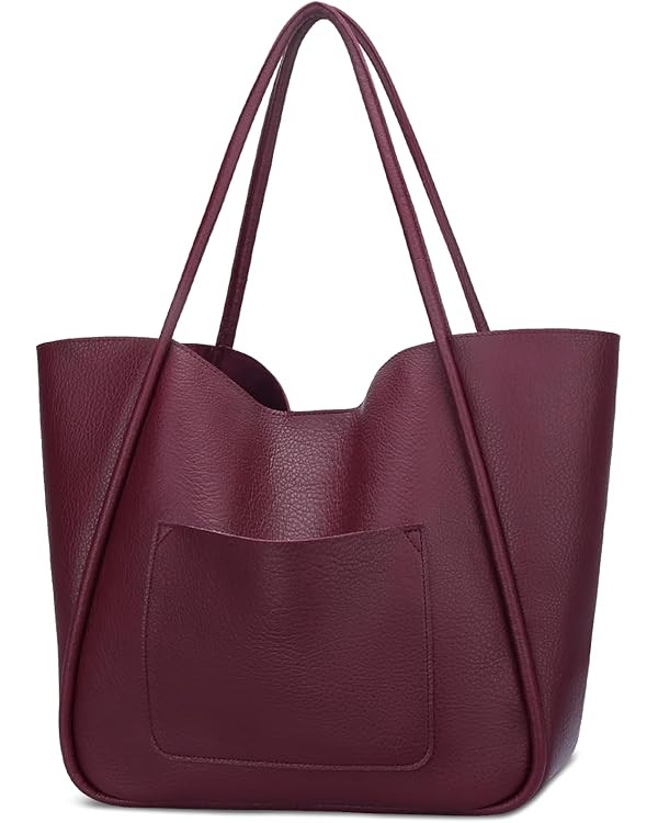 KKXIU Tote Bag for Women Vegan Leather Shoulder Purse Large Capacity Travel Bag | Amazon (US)