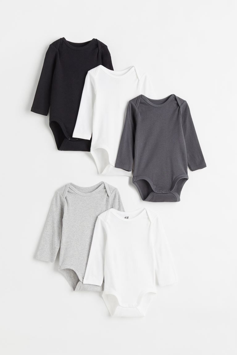 5-pack Bodysuits - White/gray/black - Kids | H&M US | H&M (US + CA)