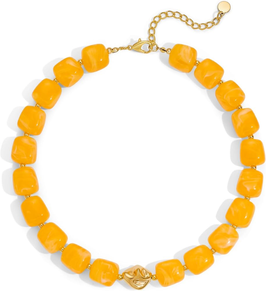 Colorful Chunky Necklaces for Women Multicolored Large Square Acrylic Beads Necklace Trendy Bold ... | Amazon (US)