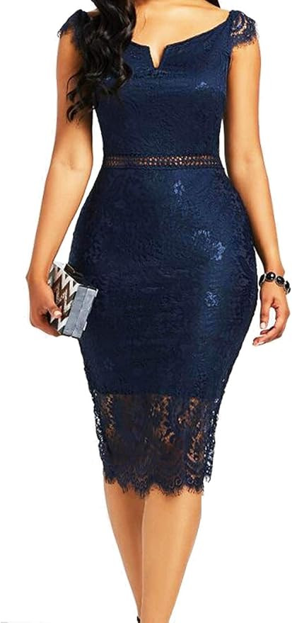 Women's Elegant Floral Lace Bodycon Cocktail Lace Dress | Amazon (US)