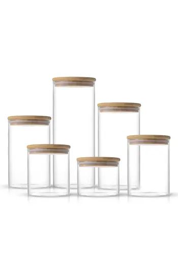 JoyJolt Set of 6 Multisize Glass Jars with Airtight Bamboo Lids in Clear at Nordstrom Rack | Nordstrom Rack