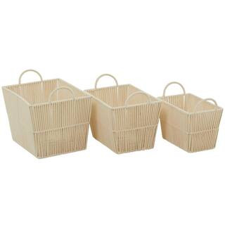 Litton Lane Cotton Handmade Storage Basket with Handles (Set of 3) 043374 - The Home Depot | The Home Depot