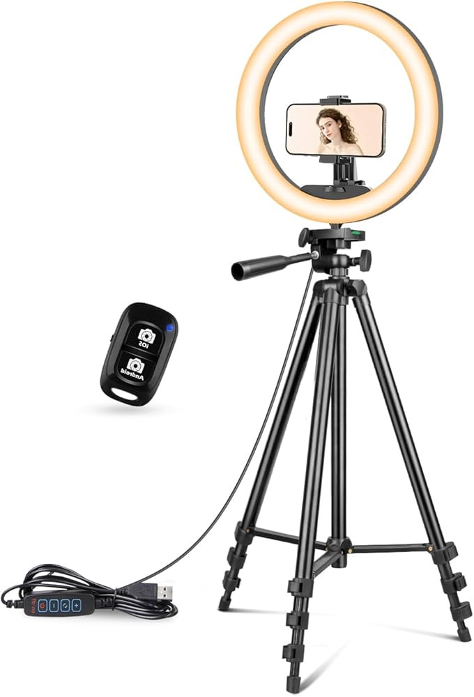 UBeesize 12 inch ring light with Stand, Selfie Ring Light with 50" Extendable Tripod Stand & Phon... | Amazon (US)