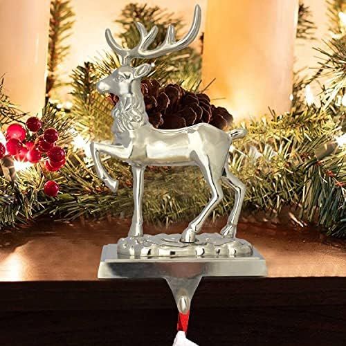 NaTursou Sliver Reindeer Christmas Stocking Hanger Metal Fireplace Stocking Hanger, Holiday Chris... | Amazon (US)