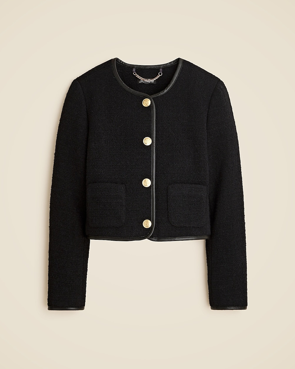Tweed lady jacket with leather trim | J. Crew US