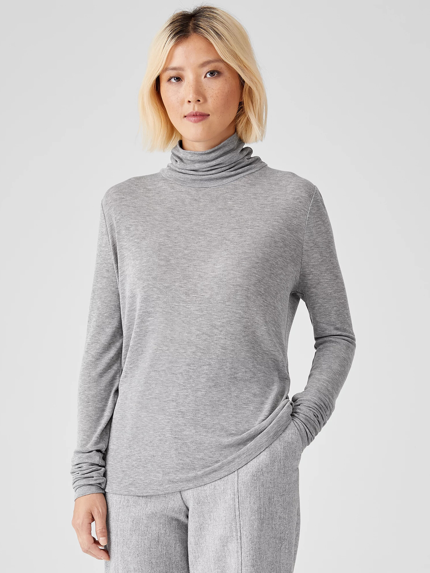 Lightweight Rib Scrunch Neck Top | Eileen Fisher