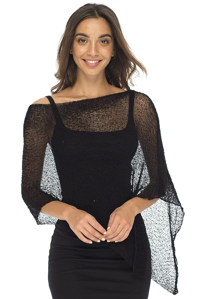 Back From Bali Womens Sheer Poncho Shrug Bolero, Lightweight Summer Shrug Pullover Sweater | Amazon (US)