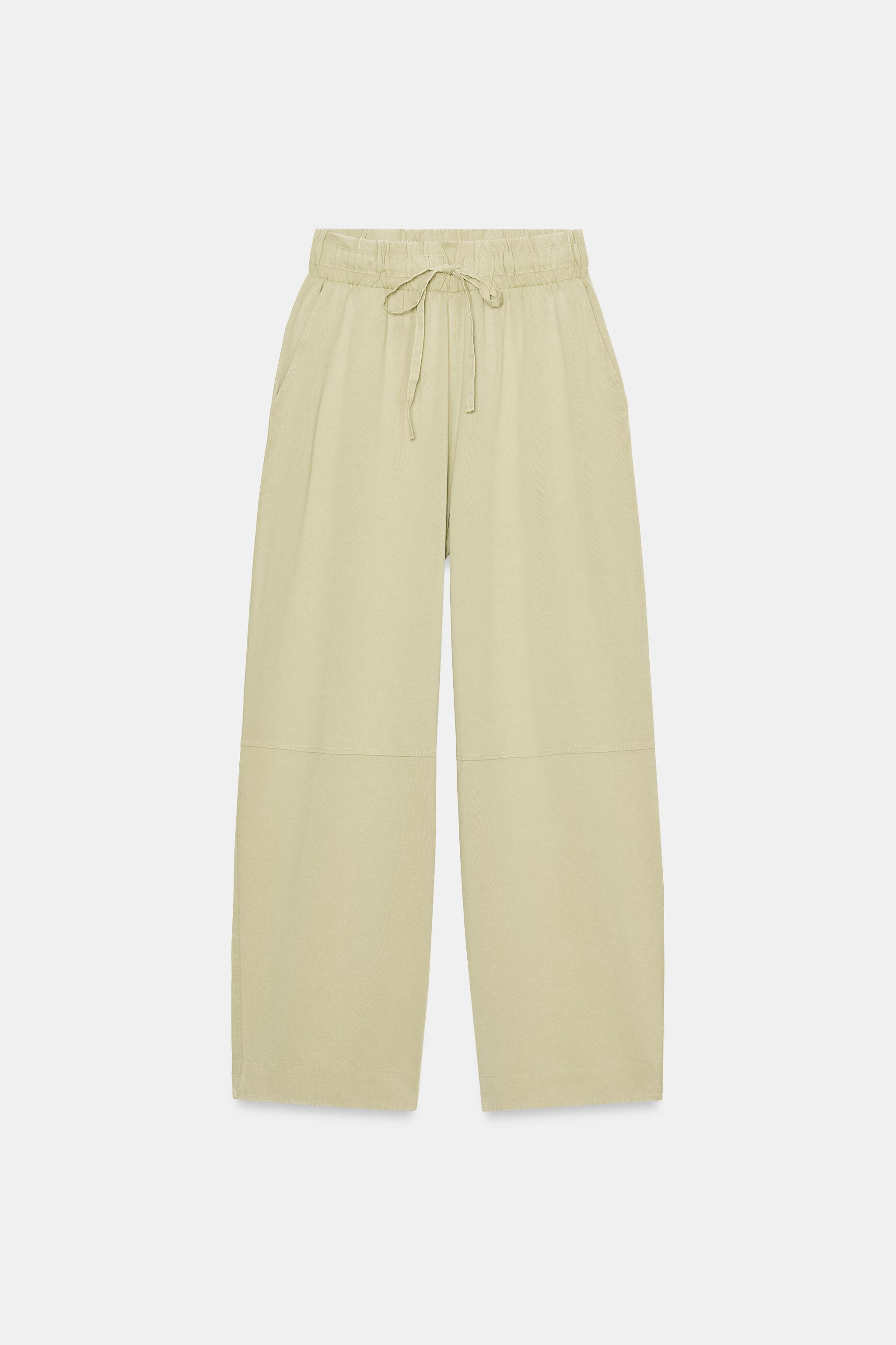 HEAVY COTTON WIDE-LEG TROUSERS | Zara UK