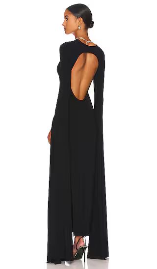 Ribbon Sleeve Gown in Black | Revolve Clothing (Global)