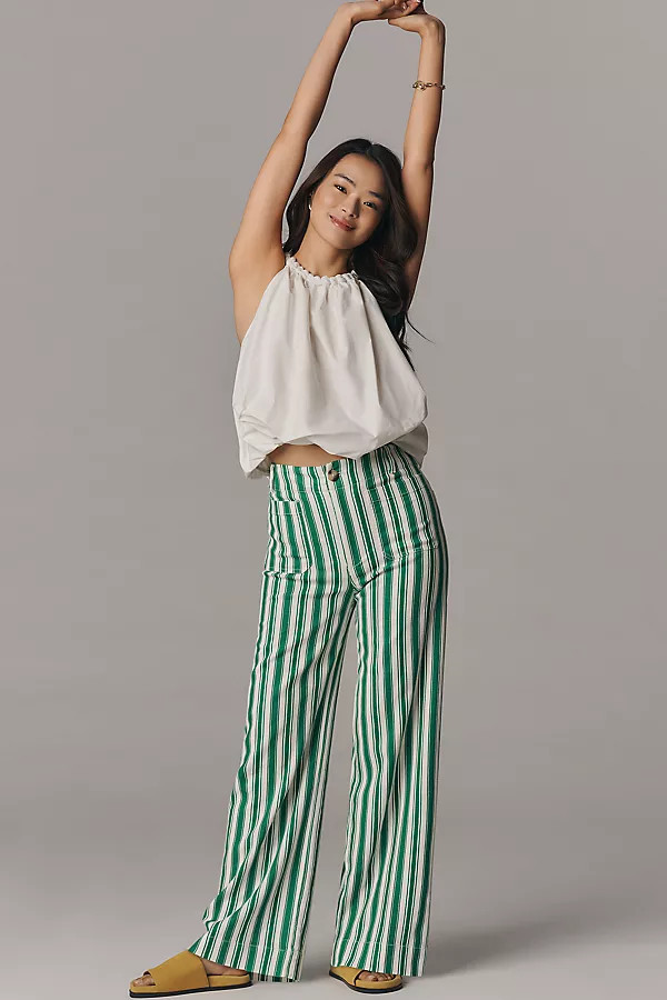 The Colette Striped Full-Length Wide-Leg Pants by Maeve | Anthropologie (US)