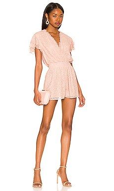 Tularosa Solange Lace Romper in Blush from Revolve.com | Revolve Clothing (Global)