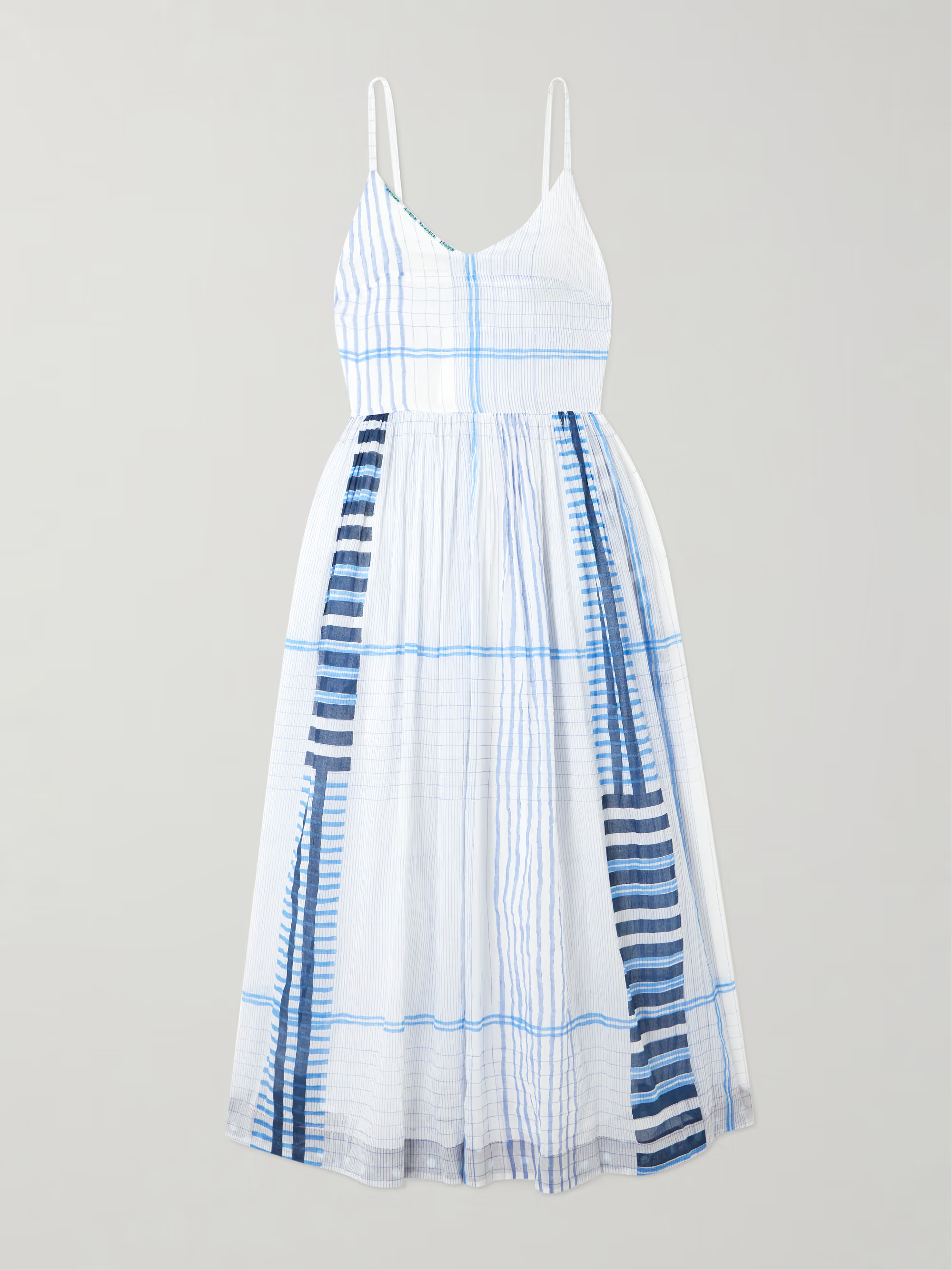Caprice shirred striped cotton-voile midi dress | NET-A-PORTER (US)