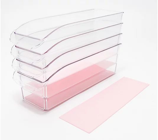 Tidy & Co. S/4 Slim Clear Storage Bins with Removable Liner - QVC.com | QVC