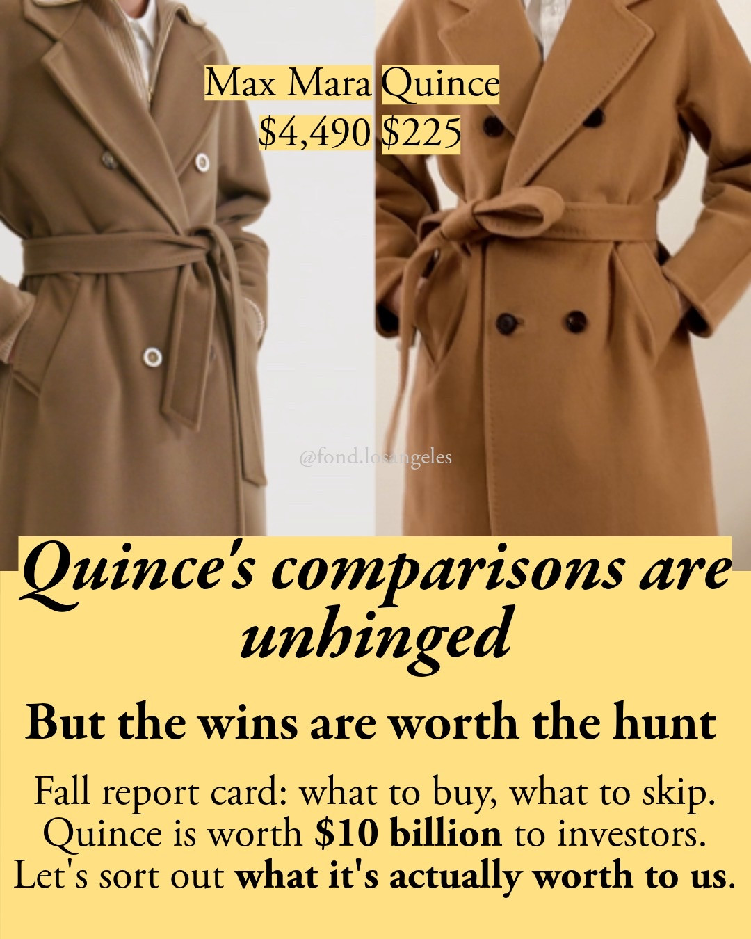 Quince fall report card: the $225 wool-cashmere coat, the $350 camel hair coat, and the sweaters that stay smoother, plus the one silk blouse with a flat armhole seam. Skip the $175 Italian wool coat, the $50 crewneck, the baby cashmere, and the lace. I do enjoy the cashmere crewneck cardigan even though it’s the $50 sweater’s cousin – I scrunch up the sleeves, and it overall looks dainty on purpose. I de-pill once a season with an old school razor. Don’t use a cashmere comb – it made my pilling worse. SWEATERS IN POST: 1. Oversized cashmere sweater $120 - I think we’ve got another 1-2 years with these proportions. I do love it with a matching cashmere wrap 2. Cashmere tee and boxy sweater 3. Cotton boyfriend crew 4. Merino half zip 5. Cashmere crewneck cardigan

#LTKootd #LTKSeasonal