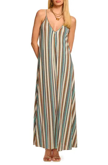 Ramy Brook Clara Stripe Sleeveless Maxi Dress in Aqua/Beach Stripe at Nordstrom Rack, Size Large | Nordstrom Rack