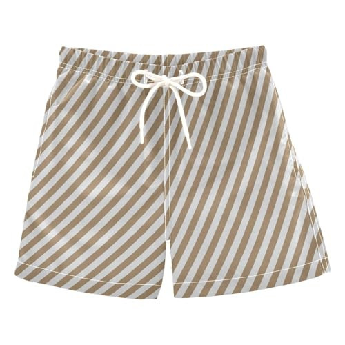 Boccsty Saddlebrown Striped Boys Swim Trunks Summer Toddler Beach Board Shorts Kids Swimsuit Swimwear 3T | Amazon (US)