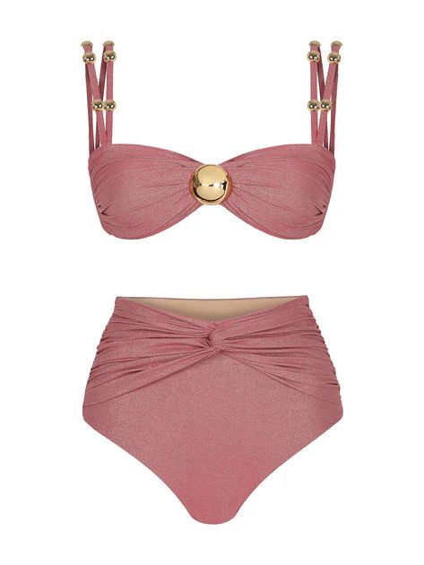 Mira Lurex High-Waisted Bikini | Beach Flamingo
