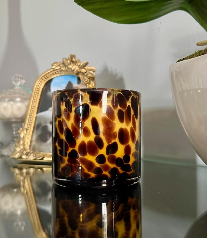Large Tortoiseshell Glass Candle, Scented Soy Wax, Paraffin Free Pet Safe, Animal Print Design (T... | Amazon (US)
